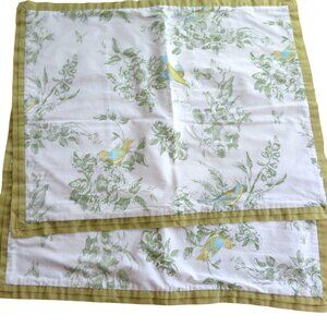Martha Stewart Collection Standard Pillowcases Set of 2 Green Floral Bird Print
